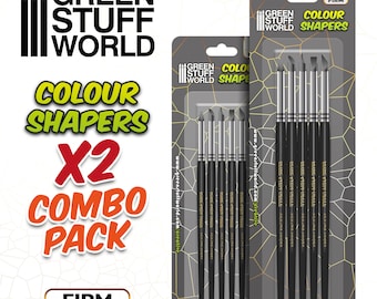 Colour Shapers COMBO 15 brushes - Sizes #0, #2 and #6 - BLACK FIRM - Clay shapers - Silicon Brushes