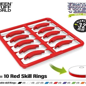 Anillos de habilidad 32mm Rojo - juegos de mesa rol peanas token compatible con Blood Bowl