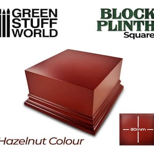 Square Top Display Plinth 8x8 cm - Hazelnut Brown- base figures miniatures scenery exhibition mdf wood