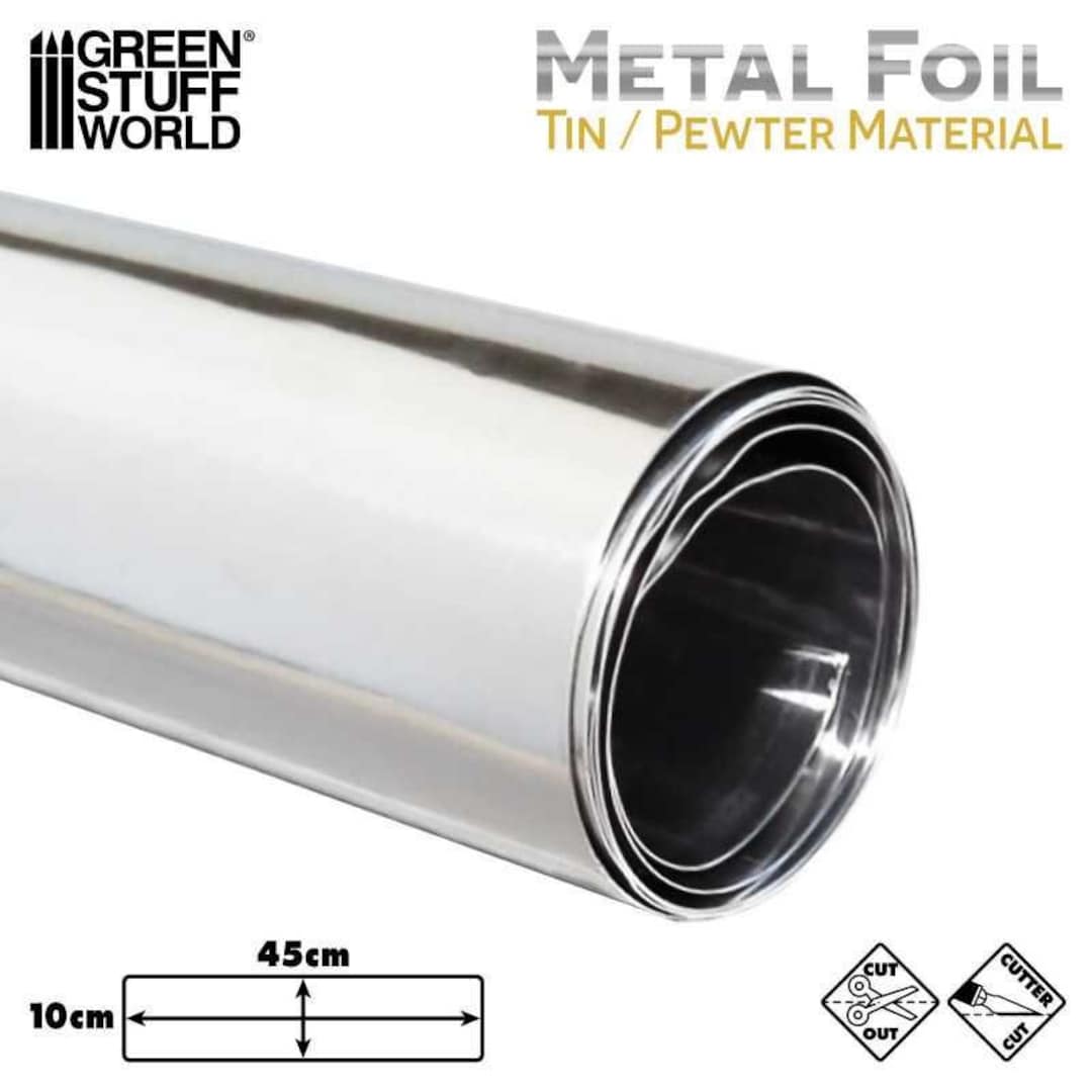 Flexible Metal Foil - Tin or Pewter Foil - 10x45cm - Embossment