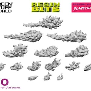 3D printed resin set: Flamethrower Effect - compatible with WH, DnD, AOS,  Infinity, and other wargames miniature battlefield action