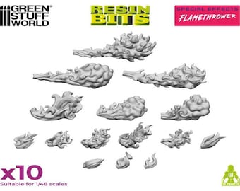 3D printed resin set: Flamethrower Effect - compatible with DnD, AOS,  Infinity, and other wargame marine miniatures, battlefield action