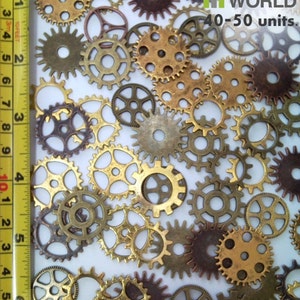 Set 85gr. COGS and GEARS Steampunk 40-50 pieces sizes 1'5-2'5cm Big Variety Beads Mix image 2