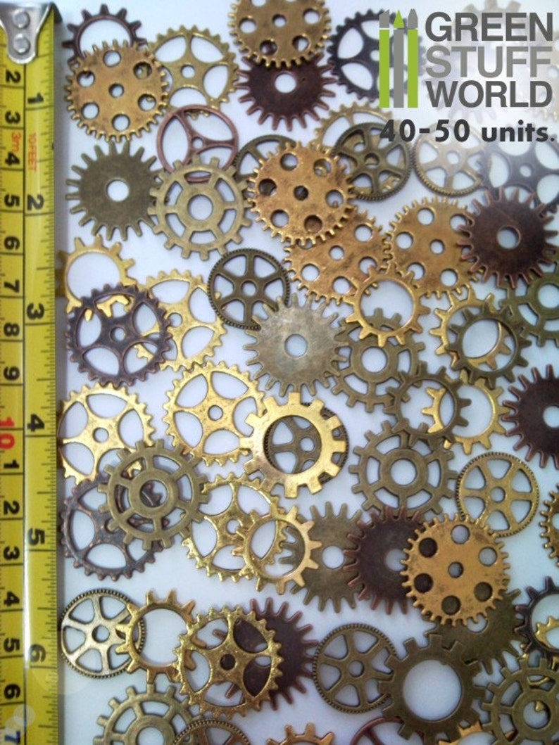 Set 85gr. COGS and GEARS Steampunk 40-50 pieces sizes 1'5-2'5cm Big Variety Beads Mix image 2