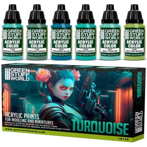 Paint Set - Turquoise - Brush and Airbrush Acrylic Paints Model paints for dioramas and miniature bases painting Fantasy Wargames