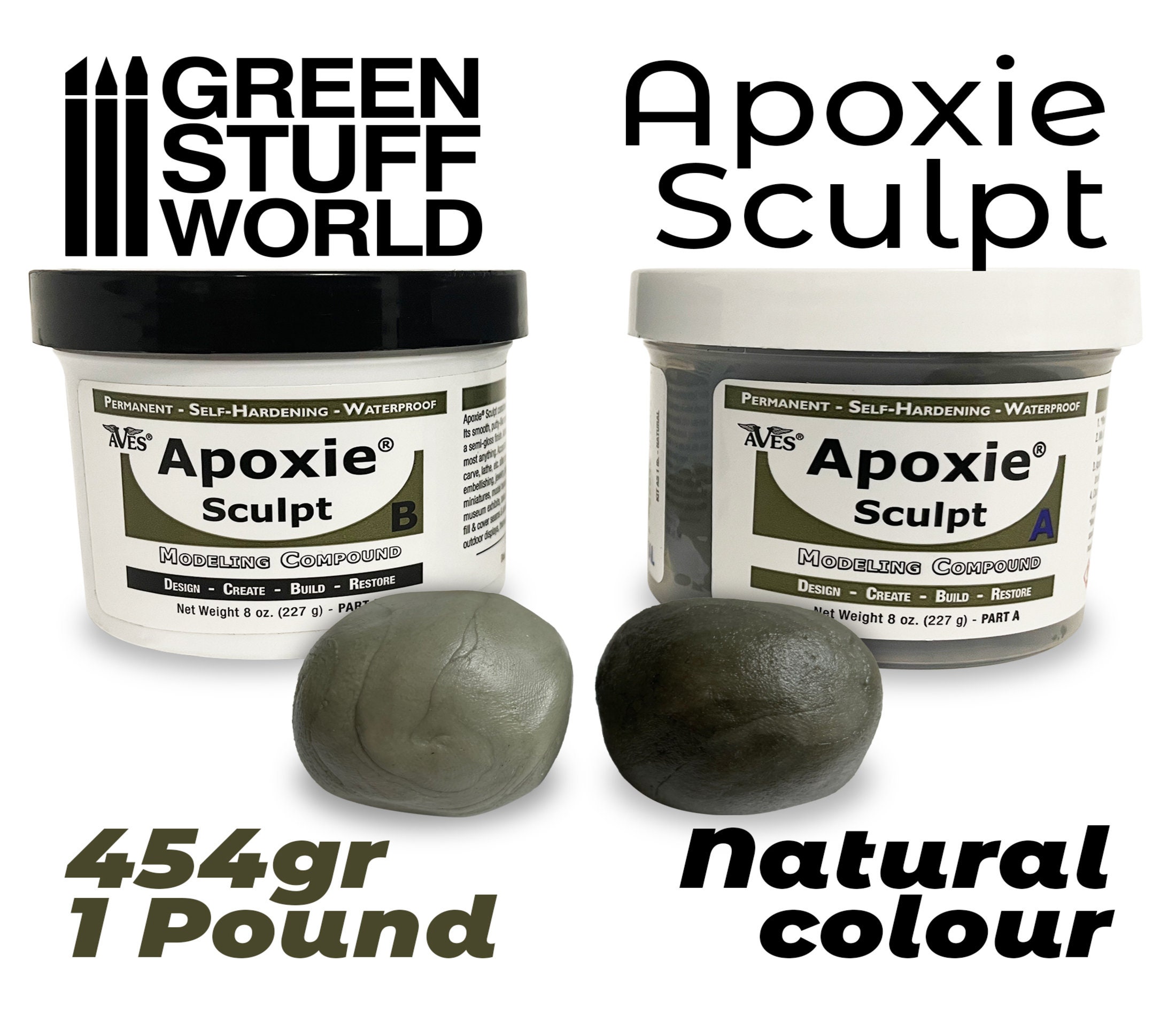 Apoxie Sculpt Modeling Clay Neutral Color Kit, Black, Silver-Grey