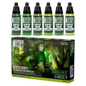 Paint Set - Green - Brush and Airbrush Acrylic Paints Model paints for dioramas and miniature bases painting Fantasy Wargames