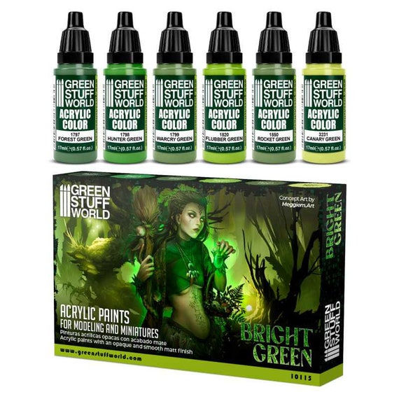 Paint Set Green Brush and Airbrush Acrylic Paints Model Paints Compatible  With Miniatures Painting Wargames Warhammer 40K 