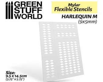 Flexible Stencils - HARLEQUIN M (9x5mm) - mylar paint effect hobby miniatures