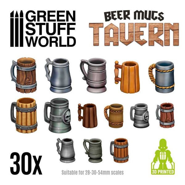 Chopes de bière - Taverne - Résine 40K Décoration Wargames Modélisme verre