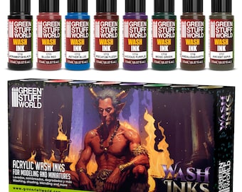 Set 8x Acryl-Waschtinten - Pinsel und Airbrush Acrylfarben Schattierung Detail Miniaturen Malerei Wargames