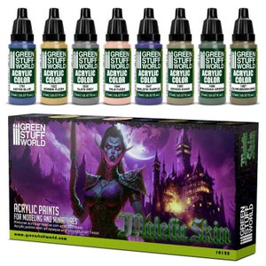 Paint Set - Malefic Skin - Brush and Airbrush Acrylic Paints Model paints for dioramas compatible with Slaneesh miniature painting Wargames