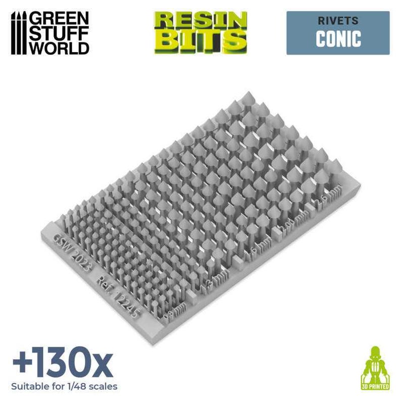 3D Printed Set - Micro Rivets - Conical 1:48-1.35 Resin, Miniature, Orc ...