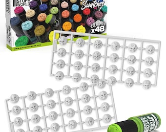 WHITE Bottle Cap Swatches (made of plastic) Hobby paint bottle topper - Paint Color Sample - Colour Swatch