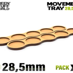 MDF Movement Trays - Skirmish AOS 28.5mm 5x1 - compatible with Wargames and other miniature tabletop games