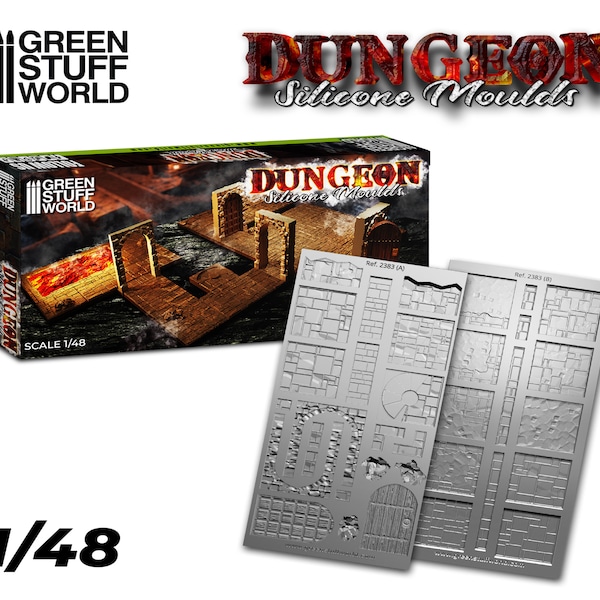 Silicone Moulds - Dungeon - DnD Wargames Terrain Bases Mat - doors dioramas scenery flexibility mold compatible with Warhammer AOS