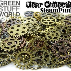 Set 85gr. COGS and GEARS Steampunk 40-50 pieces sizes 1'5-2'5cm Big Variety Beads Mix image 1