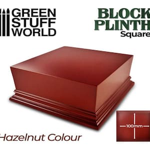 Square Top Display Plinth 10x10cm - Hazelnut Brown - base figures miniatures scenery exhibition mdf wood