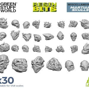 29x Teschi ALIEN - Resina Diorami Imbasettamento basette scheletro compatibile con Wh40k, AOS, 9age, star wars legion