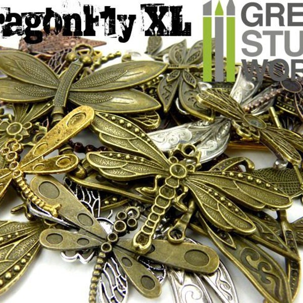 Set 85gr. - Big DRAGONFLY Beads Mix - 10-15 units - sizes 4-8cm - Big Dragonflies Steampunk set