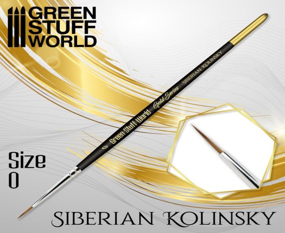 GOLD SERIES Siberian Kolinsky Brush Size 0 Green Stuff Premium