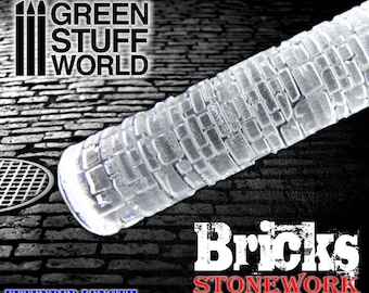 Rolling Pin - BRICKS Texture - Create your own bases Compatible with Wargames Wargaming miniature bases