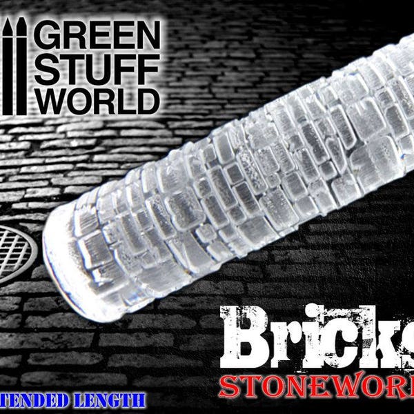 Rolling Pin - BRICKS Texture - Create your own bases Compatible with Warhammer miniature bases