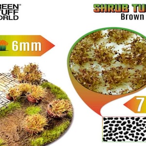Grass TUFTS - 6mm self-adhesive - BROWN - Scenery Miniature diorama Basing Landscape