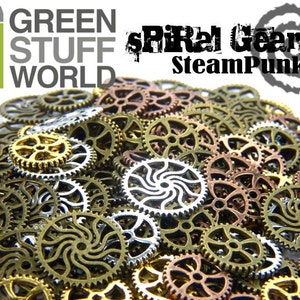 Set 85gr. - Spiralkugghjul och kugghjul Steampunk - 40-50 enheter - storlekar 1,5-2 cm - Pärlmix