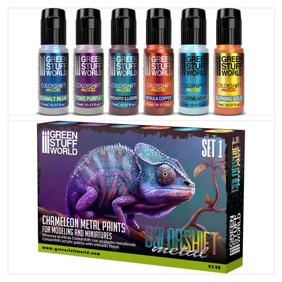 Set 1 Chameleon Paints - Brush and Airbrush Colorshift Acrylic Paints Model paints for dioramas and miniature bases painting Wargames