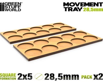 MDF Movement Trays 28.5mm 5x2 - Skirmish Lines - compatible with Wargames AOS and other miniature tabletop games
