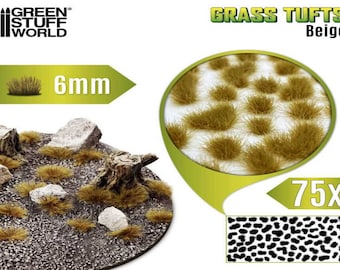Matas Cesped - Tufts - 6 mm - Beige - para dioramas, peanas de miniaturas, wargames, maquetas, escenografia y terrenos