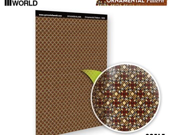 Ornamental Pattern Stained Glass - for Miniature dollhouses dioramas scale models