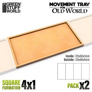 Pode incluir: Um pacote de duas bandejas de movimento de madeira para o jogo Old World. Cada bandeja mede 120x60x3mm por dentro e 126x66x6mm por fora. As bandejas est&atilde;o dispostas em uma forma&ccedil;&atilde;o quadrada de 4x1.
