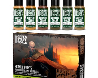 Paint Set - Leather and Brown - Brush and Airbrush Acrylic Paints Model paints for dioramas compatible with miniature painting Wargames