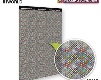Herringbone Tiles Stained Glass - for Miniature dollhouses dioramas scale models