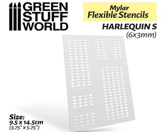 Flexible Stencils - HARLEQUIN S (6x3mm) - mylar paint effect hobby miniatures