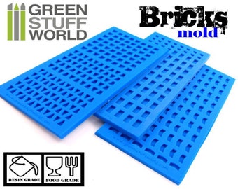 Pack x3 BRICKS Textured Stamp SILICONE MOLD - for food and resins - Impression