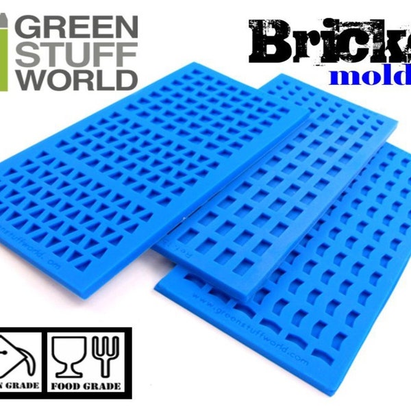 Pack x3 BRICKS Textured Stamp SILICONE MOLD - voor voedsel en harsen - Impressie