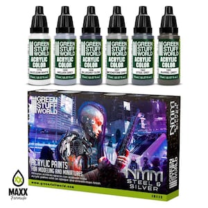 Paint Set - NMM Steel and Silver - Brush and Airbrush Acrylic Paints Model paints for dioramas and miniature bases painting Wargames