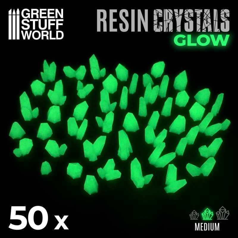 GREEN GLOW Resin Crystals - Medium - for Miniature Bases compatible with Wargames Wargaming Model Scenery Landscape