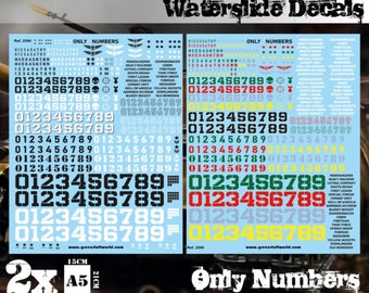 Waterslide Decals - Only Numbers - Camouflage Water slide decals compatible with dioramas wargames warhammes 40k miniatures