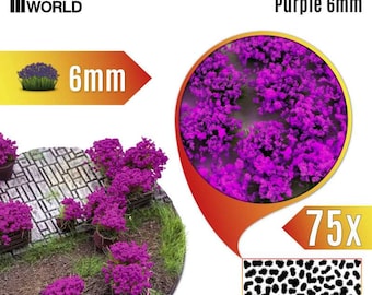 Blossom Tufts - 6mm - Purple Flowers - Scenery Miniature diorama Basing Landscape