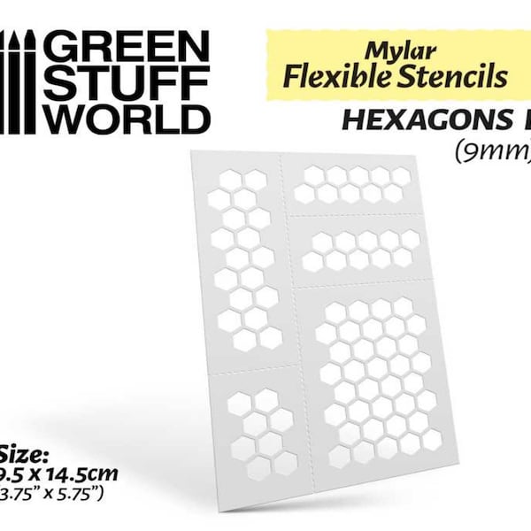 Pochoirs flexibles - HEXAGONS L (9mm) - plastique, peinture, aérographe, diorama