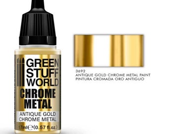 Chrome Paint - ANTIQUE GOLD 17ml - brush and airbrush metallic paint mirror effect paint, chrome color, mirror silver