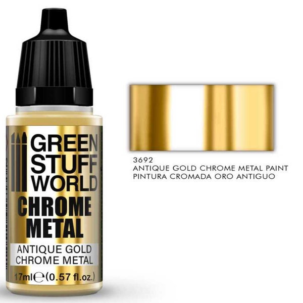 Chrome Paint - ANTIQUE GOLD 17ml - brush and airbrush metallic paint mirror effect paint, chrome color, mirror silver