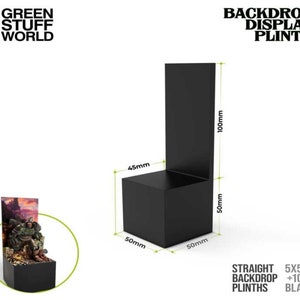 Straight Backdrop Display Plinth 5x5x5cm Black - base figures miniatures scenery exhibition mdf wood