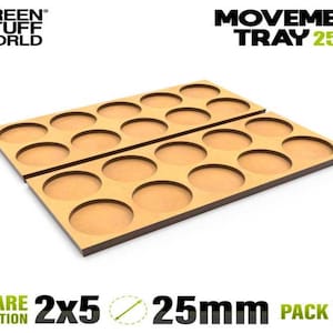 MDF Movement Trays 25mm 5x2 - Skirmish Lines - compatible with Wargames AOS and other miniature tabletop games