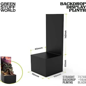 Straight Backdrop Display Plinth 7x7x6cm Black - base figures miniatures scenery exhibition mdf wood