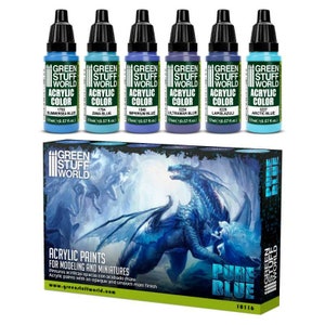 Paint Set - Blue - Brush and Airbrush Acrylic Paints Model paints for dioramas compatible with miniature painting Wargames